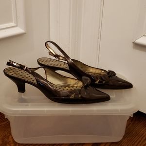 Anne Klein Patent Leather Kitten-Heel Slingback